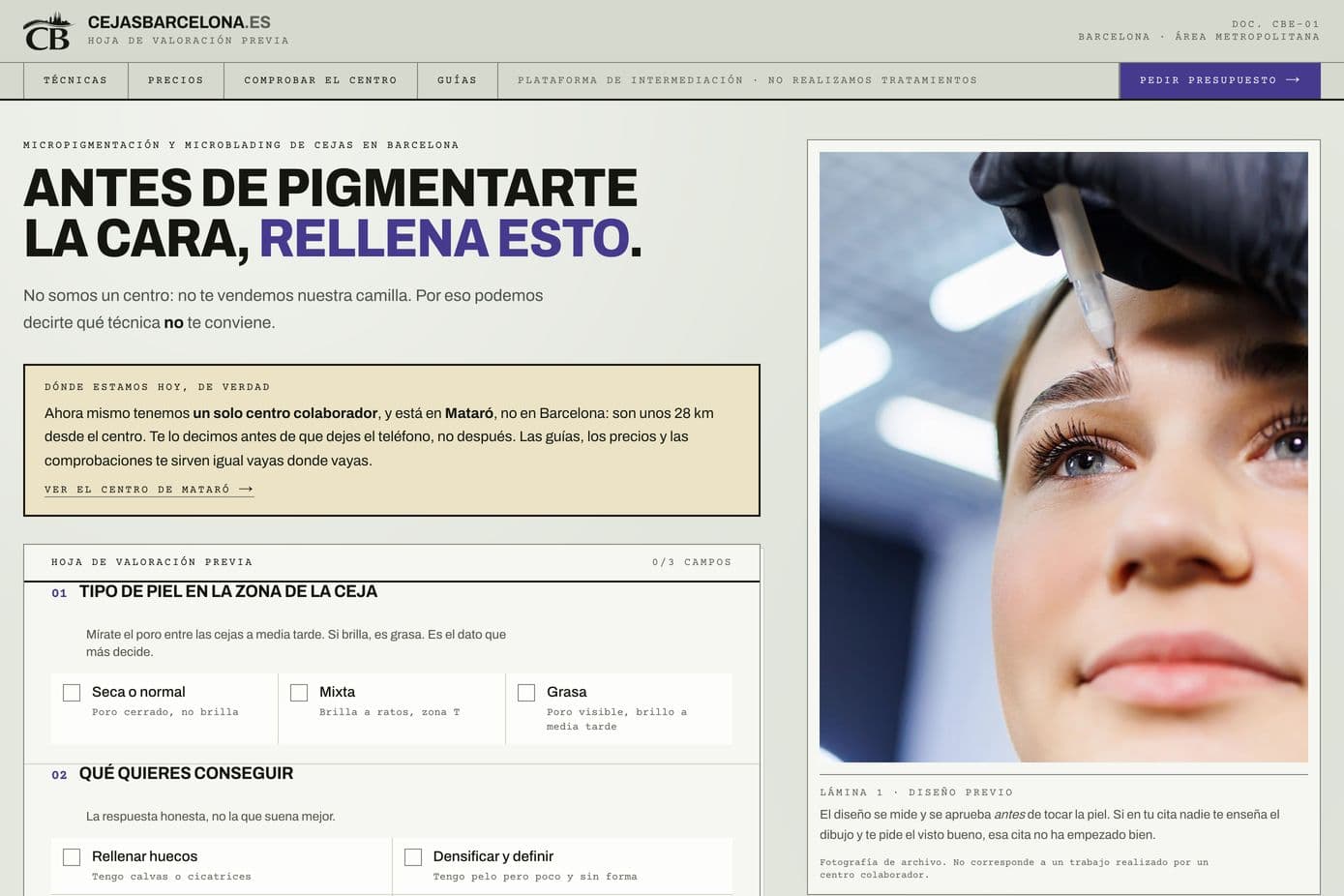 Captura de la web de Cejas Barcelona