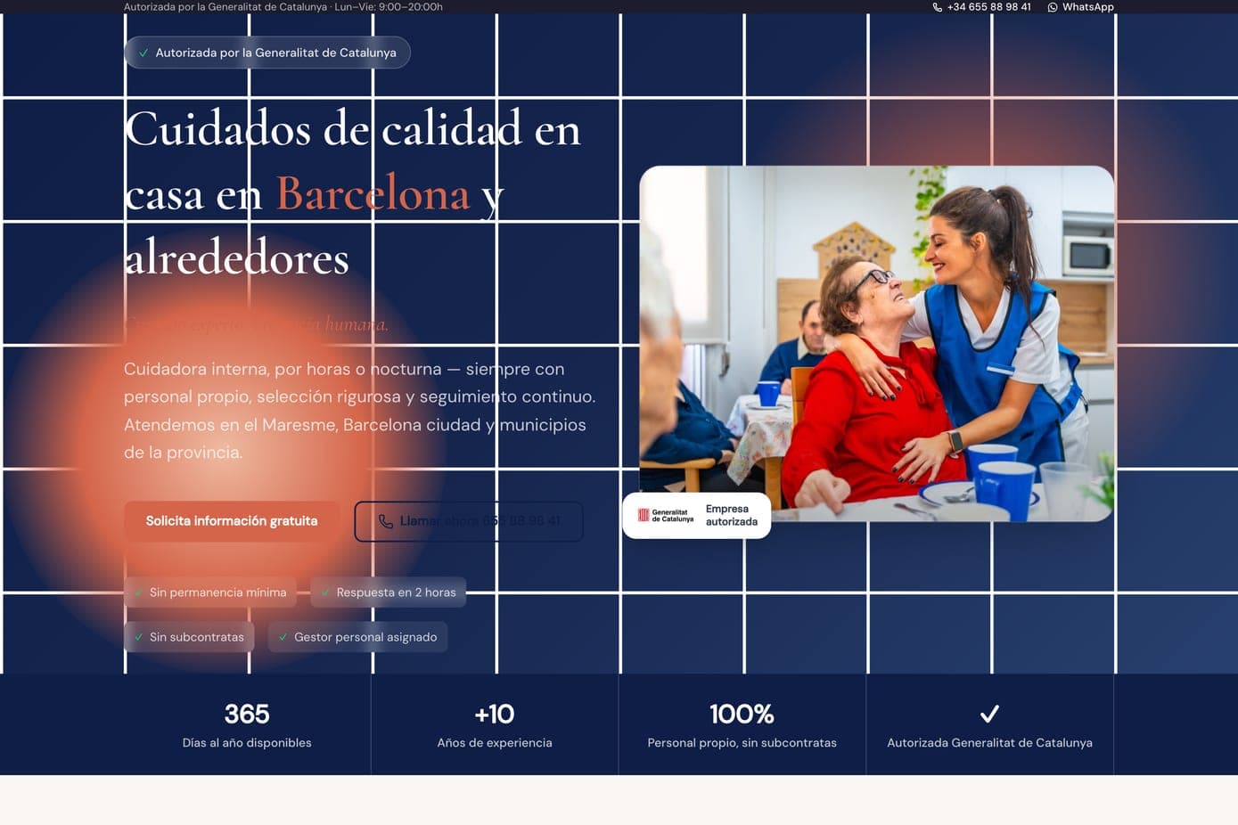 Captura de la web de Cuidadoras Barcelona