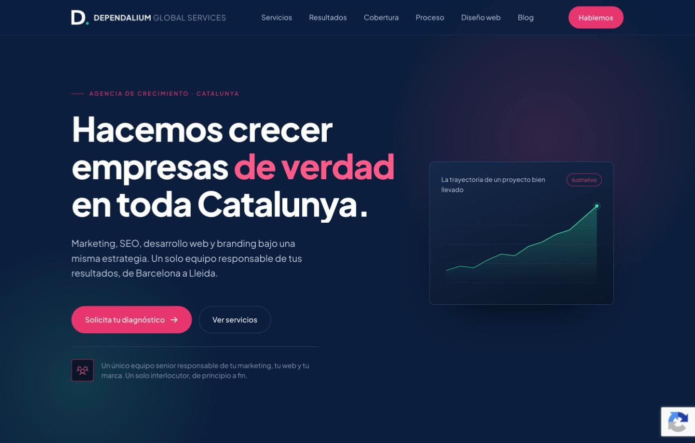 Captura de la web de Dependalium Global Services