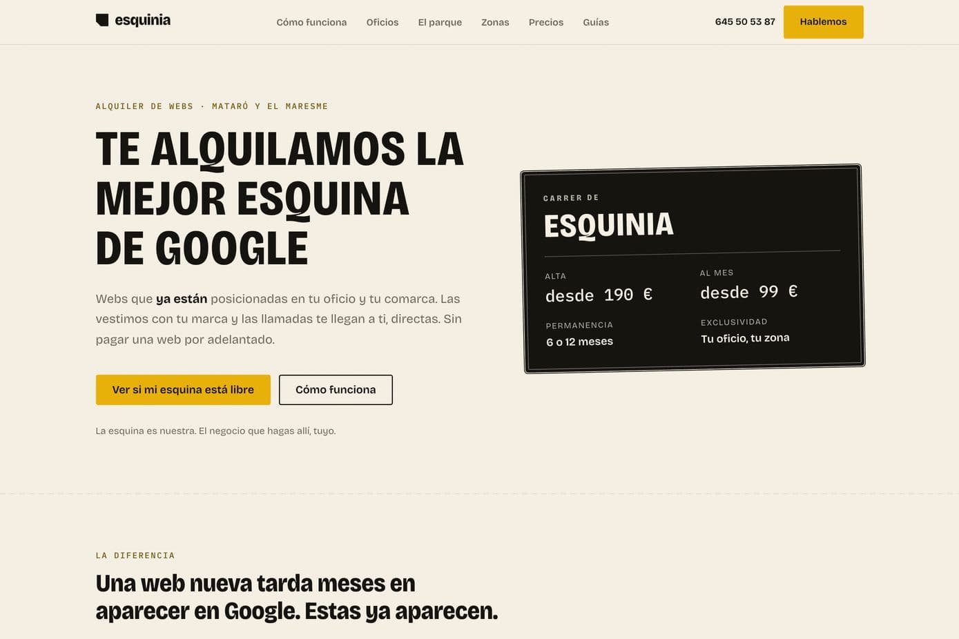 Captura de la web de Esquinia