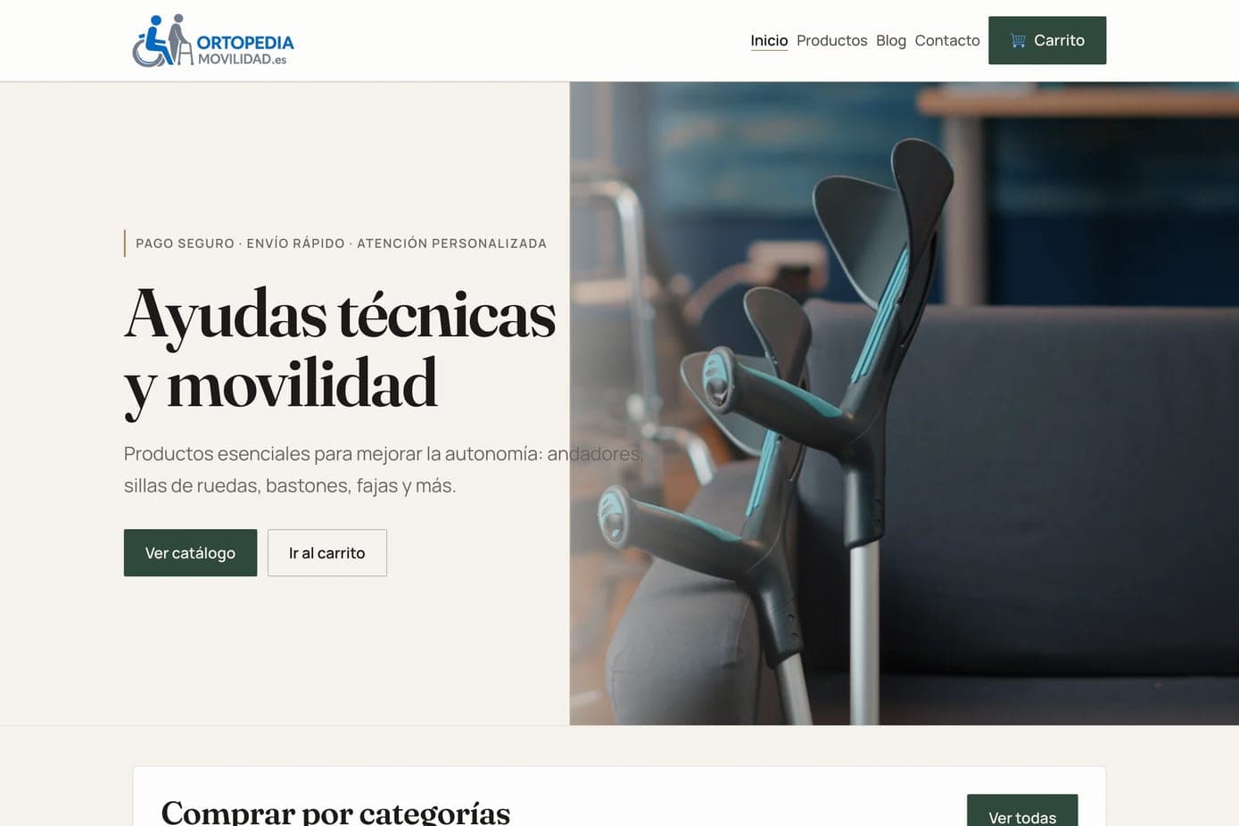 Captura de la web de Ortopedia Movilidad