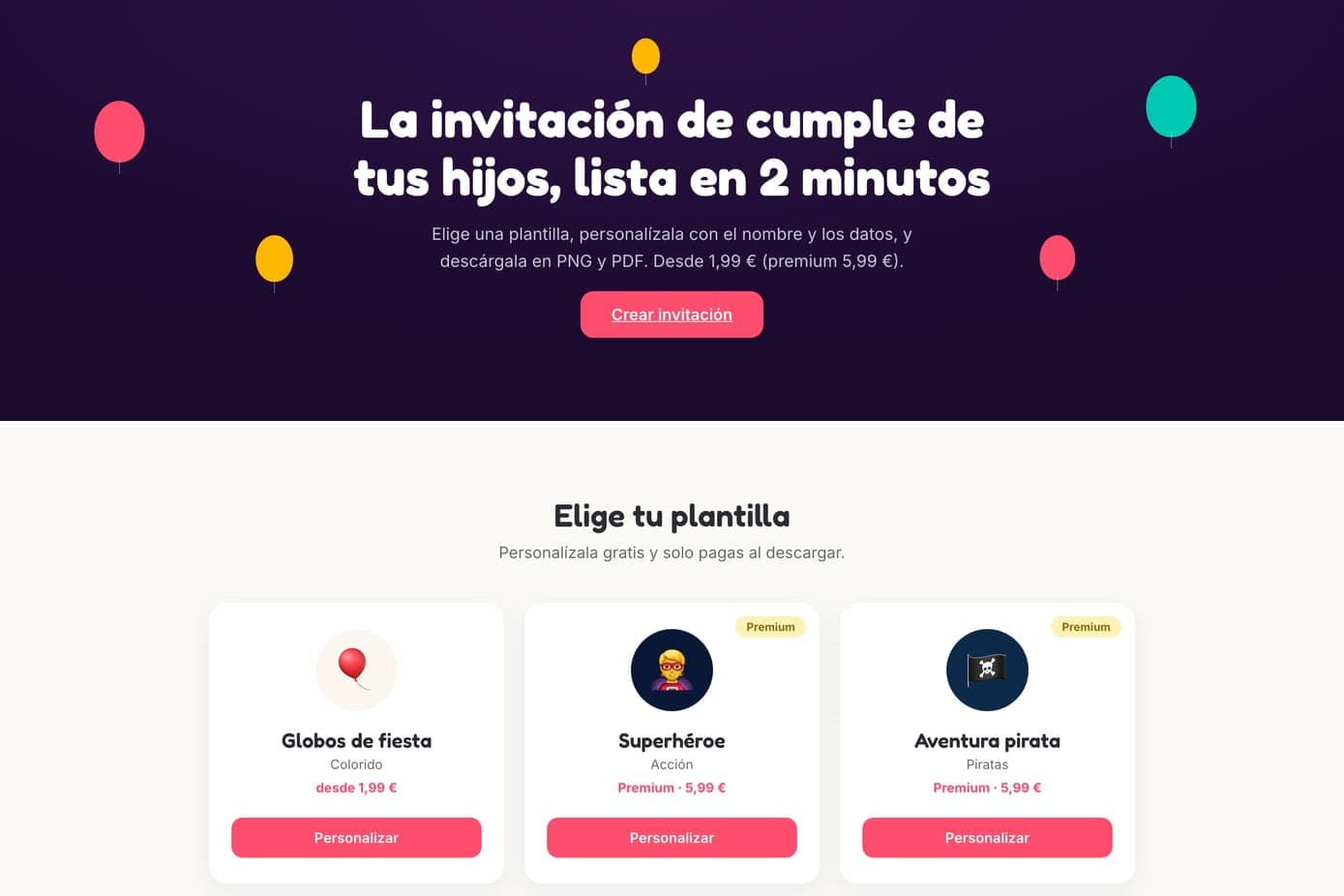Captura de la web de FiestaYa